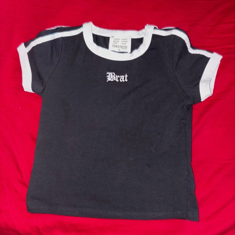 French Pastry Black Fitted Crop T-Shirt - Picture 2 of 4